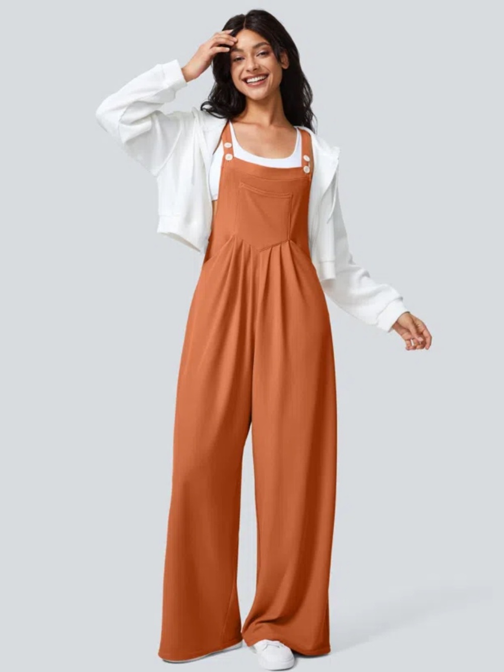 🧡 HALARA Rust Wide-Leg Overall Jumpsuit